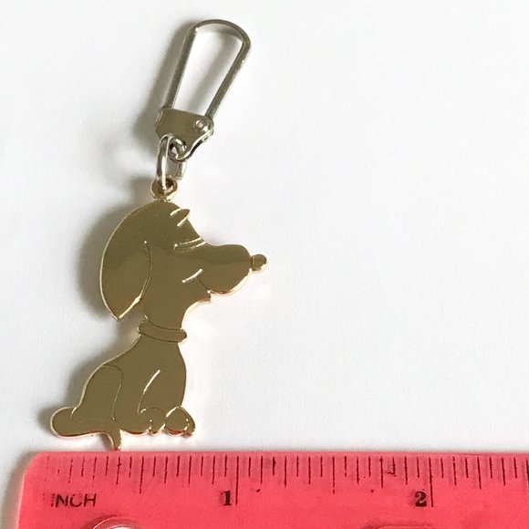 Vintage Snoopy Dog Keychain Keyring Zipper Pull Purse Charm Gold Tone Peanuts - Picture 6 of 7